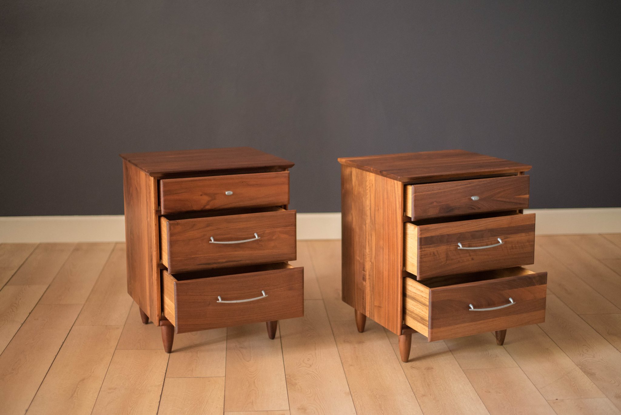 Vintage Pair of Solid Walnut Nightstands by AceHi Mid Century Maddist