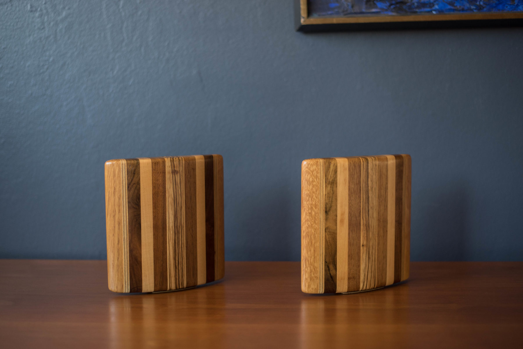 Mid Century Modern Studio Mixed Wood Bookends Mid Century Maddist