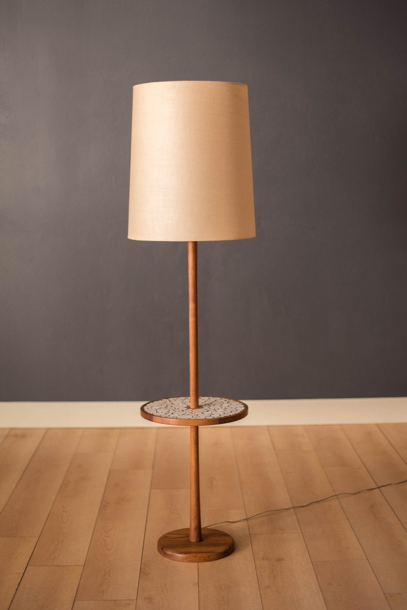 Vintage Martz Walnut Floor Lamp With, Vintage Side Table Floor Lamp