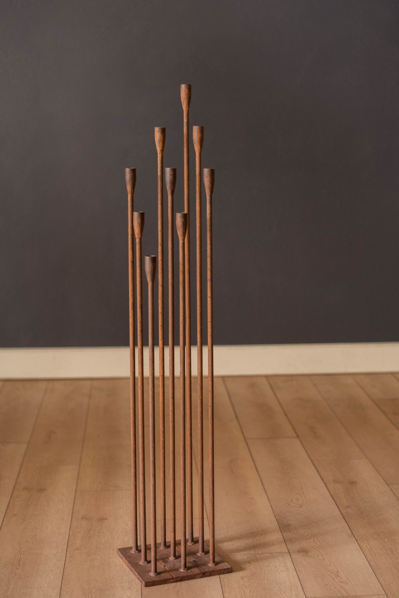 Mid Century Modern Tall Floor Standing Cast Iron Candelabra - Mid ...