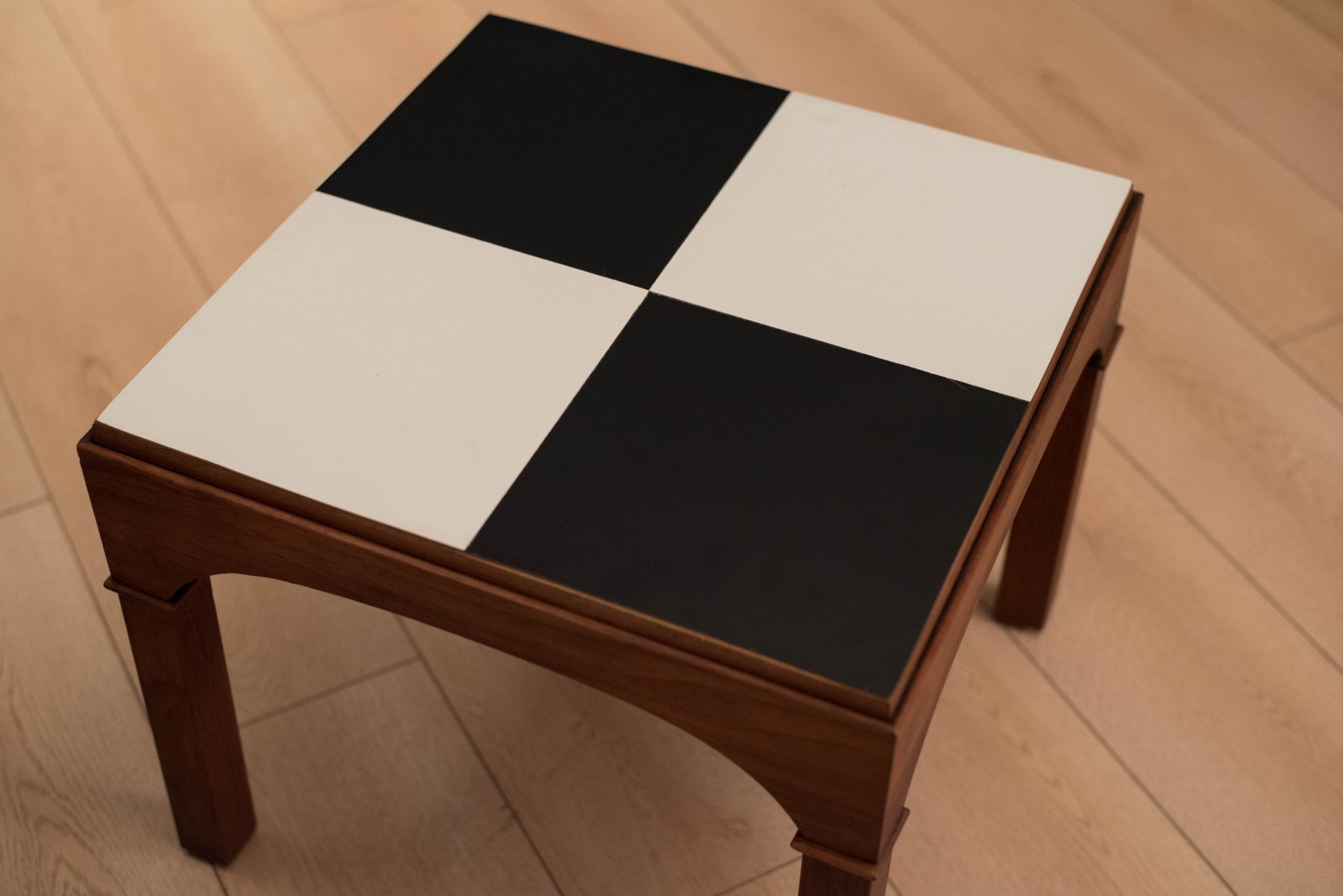 Walnut Brown Saltman End Tables by John Keal Mid Century Maddist