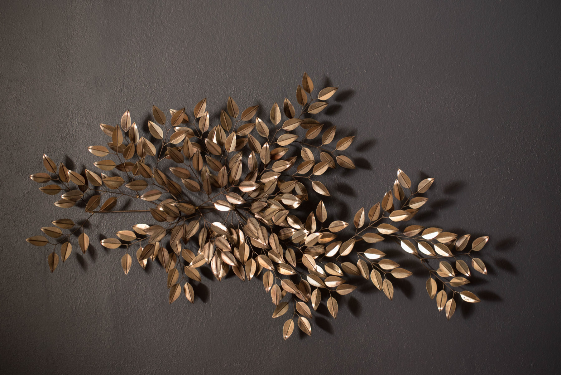 MidCentury Metal Leaves Wall Art Sculpture by Curtis Jere for Artisan