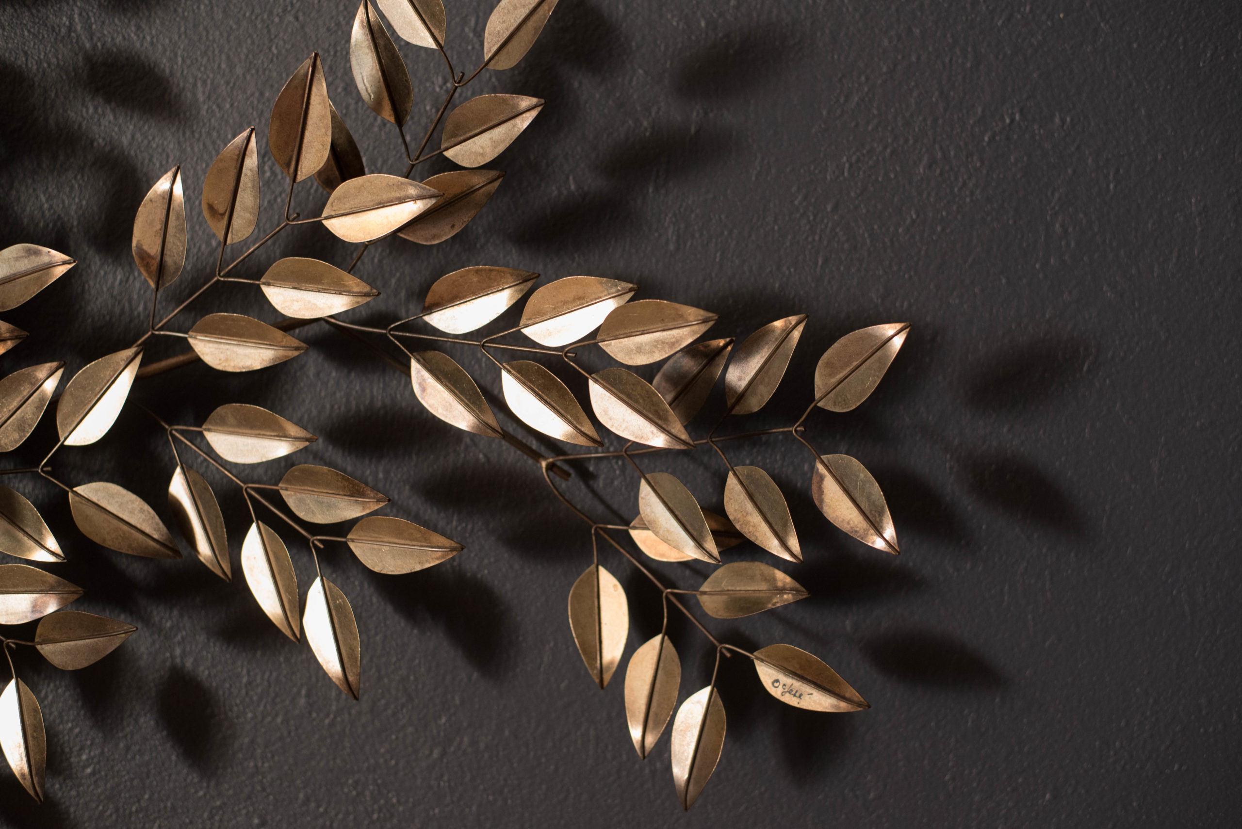 MidCentury Metal Leaves Wall Art Sculpture by Curtis Jere for Artisan House Mid Century Maddist