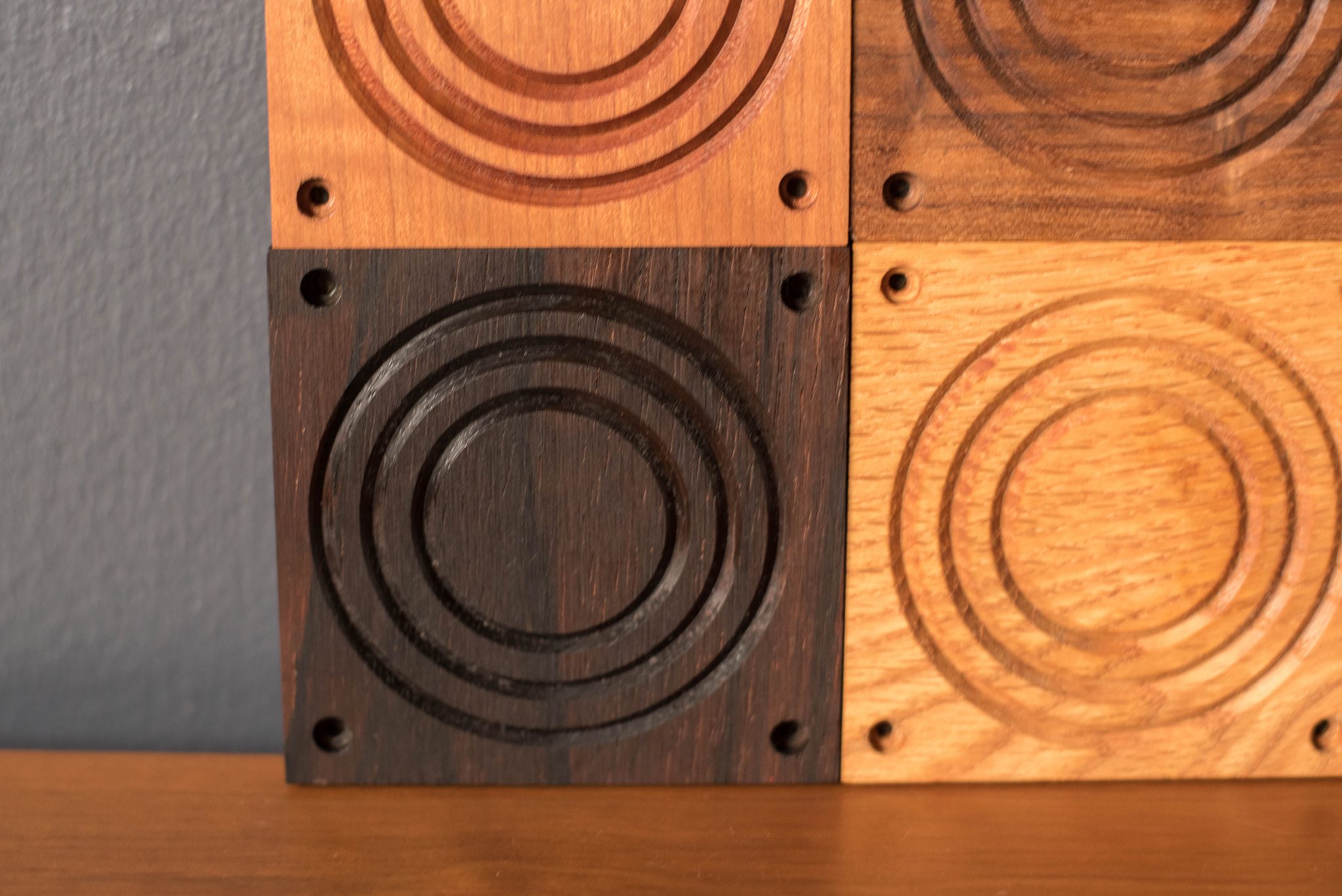 Mid Century Modern Set of Mixed Wood Coasters Mid Century Maddist