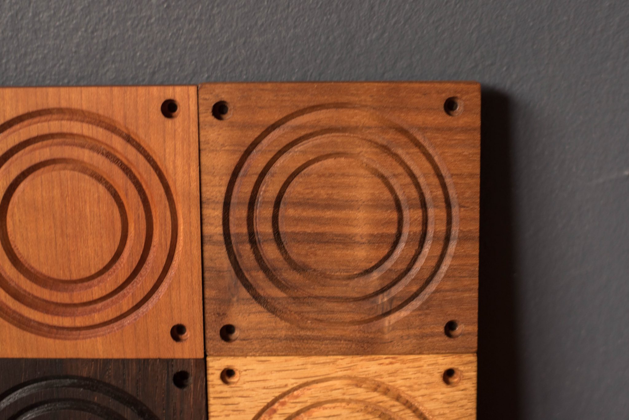Mid Century Modern Set of Mixed Wood Coasters Mid Century Maddist