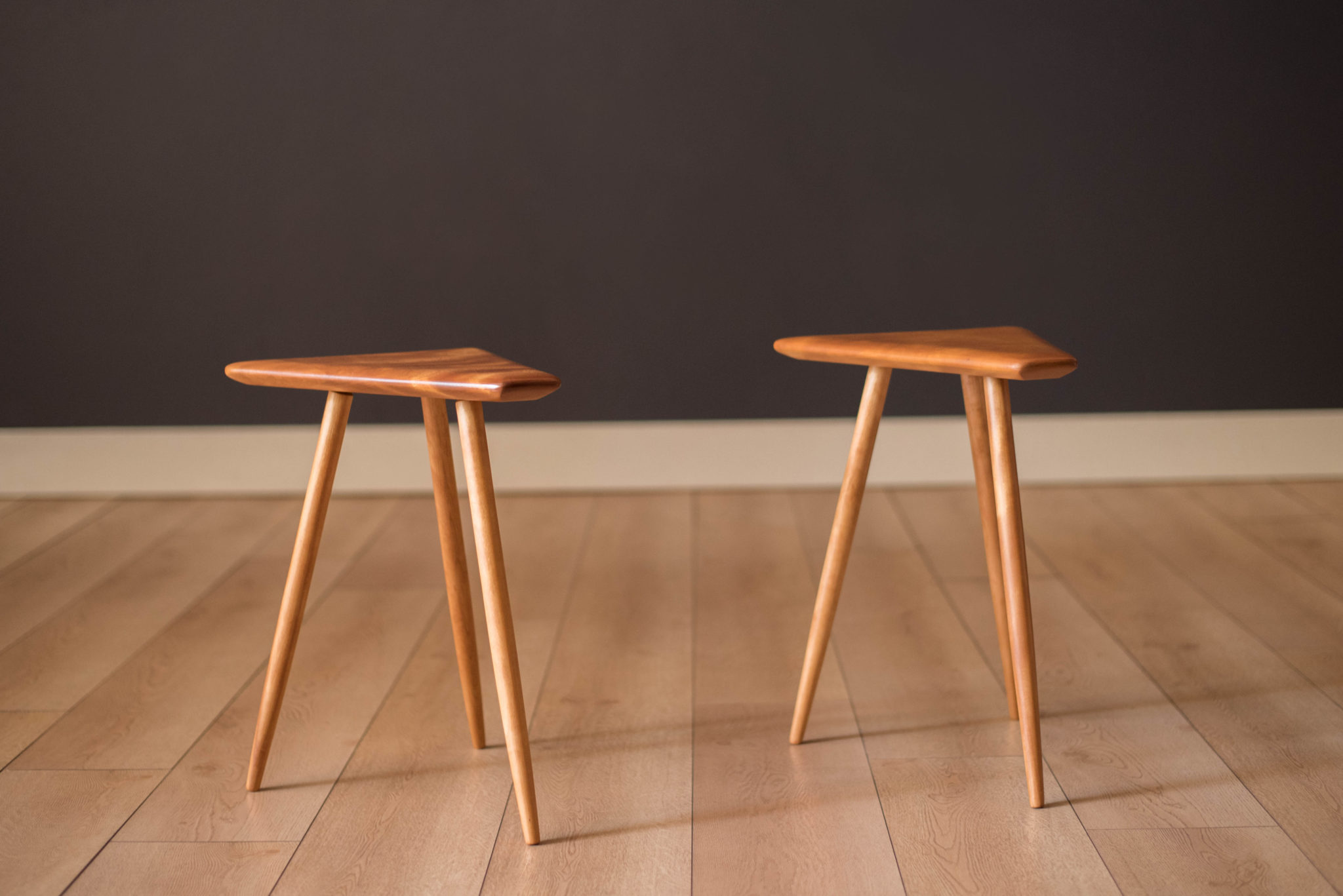 Pair of Mid Century Modern Solid Maple End Tables by H.T. Cushman - Mid ...