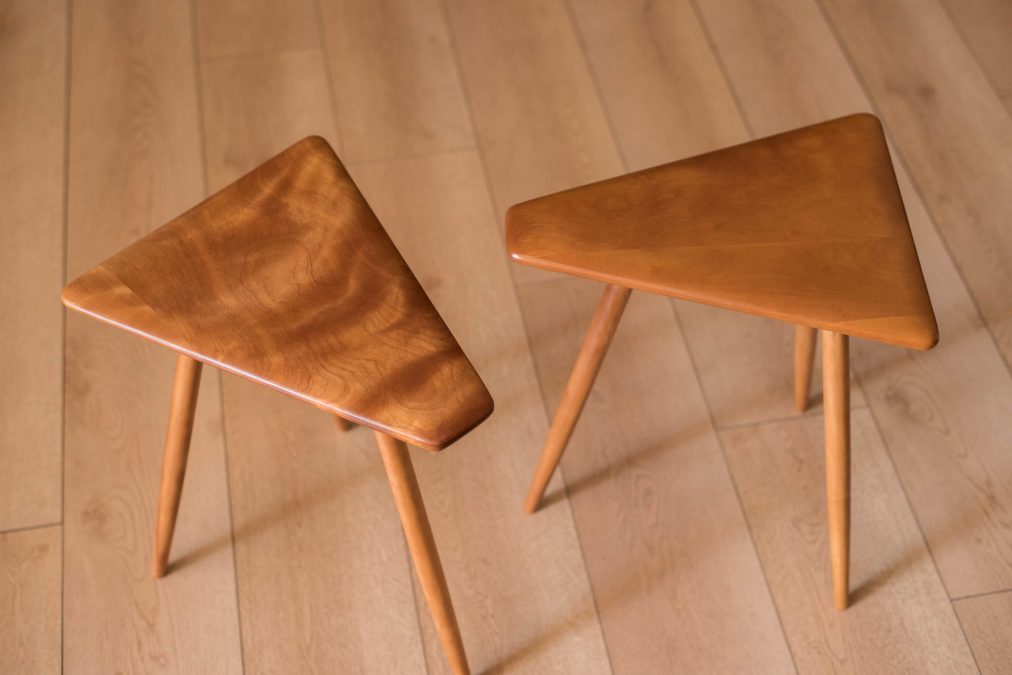 Pair of Mid Century Modern Solid Maple End Tables by H.T. Cushman