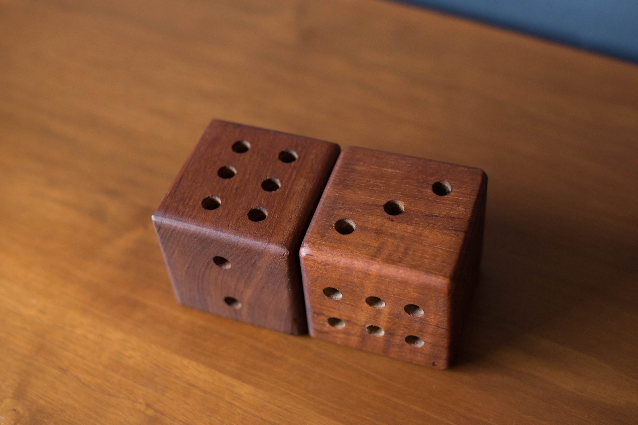 Mid Century Oversized Teak Dice Mid Century Maddist