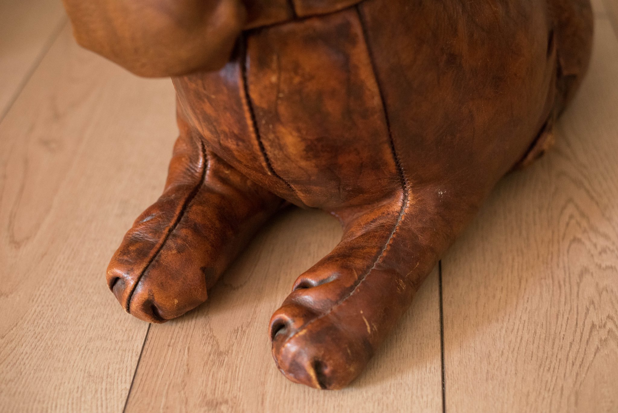 Pair of Vintage Abercrombie & Fitch Leather Dog Footstools by Dimitri
