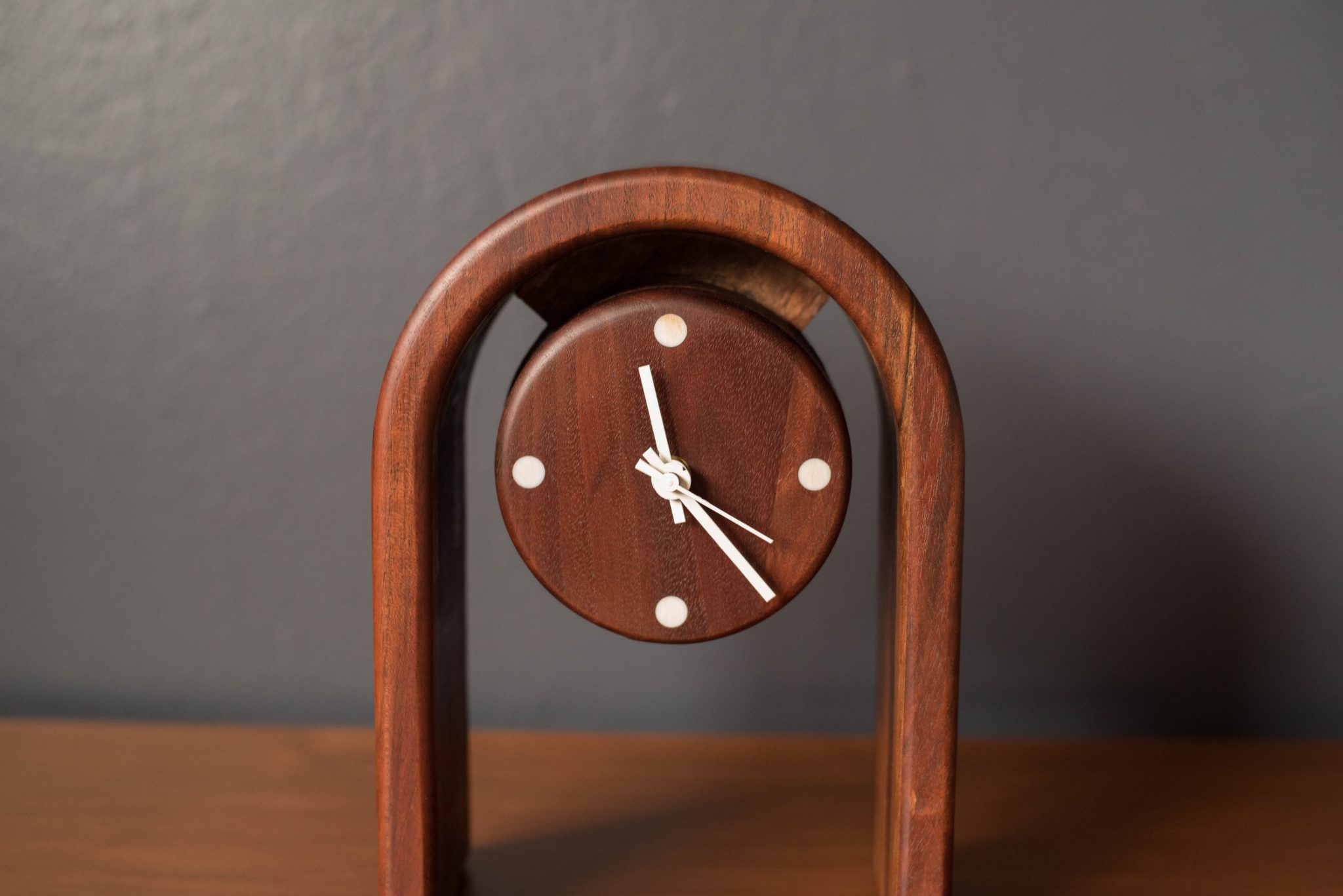 Floating Double Sided Studio Walnut Clock Mid Century Maddist