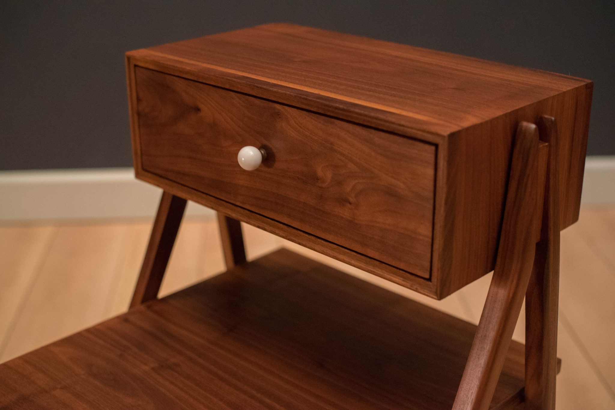 Mid Century Walnut Floating Nightstands by Drexel Declaration Mid