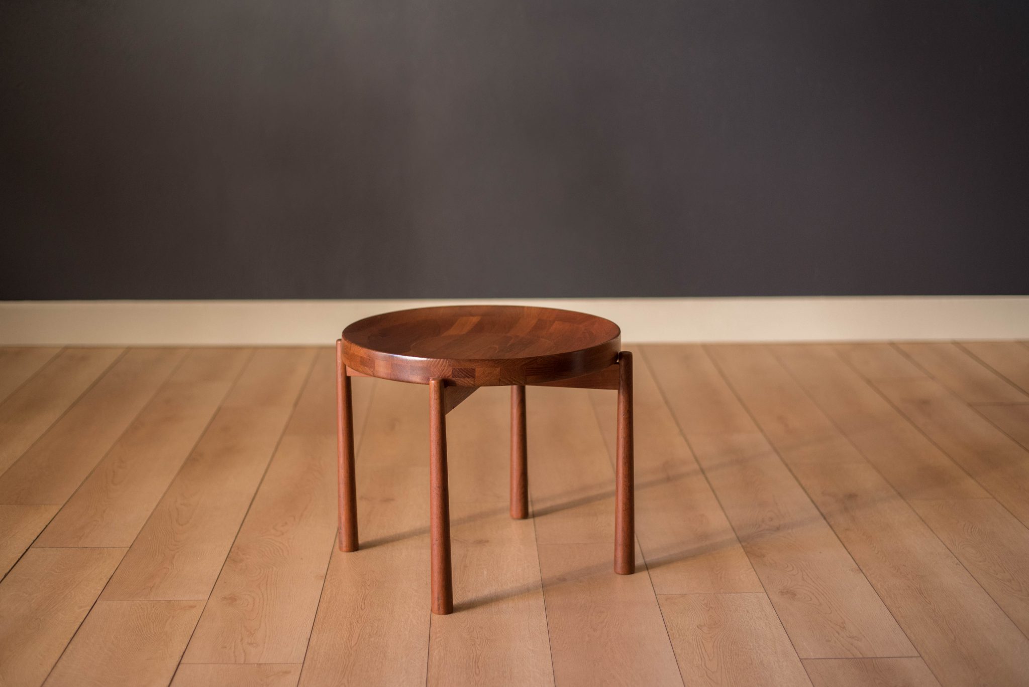 Vintage Teak Reversible Tray End Table by Dux Mid Century Maddist