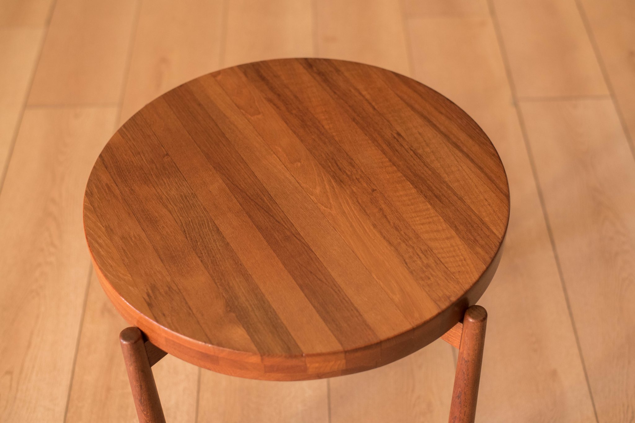 Vintage Teak Reversible Tray End Table by Dux Mid Century Maddist