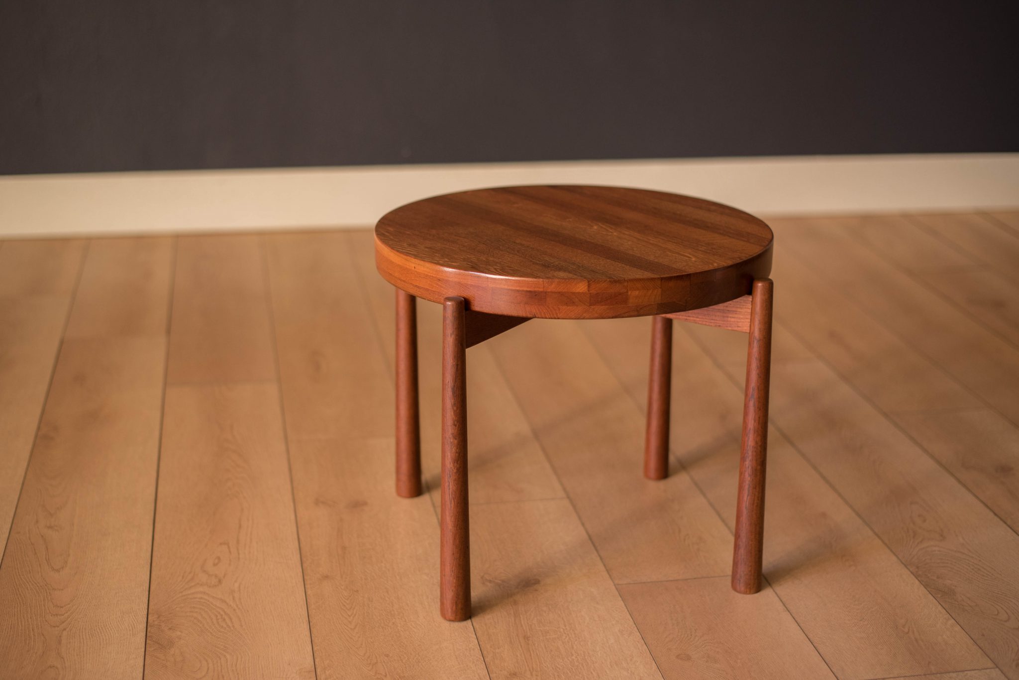 Vintage Teak Reversible Tray End Table by Dux Mid Century Maddist