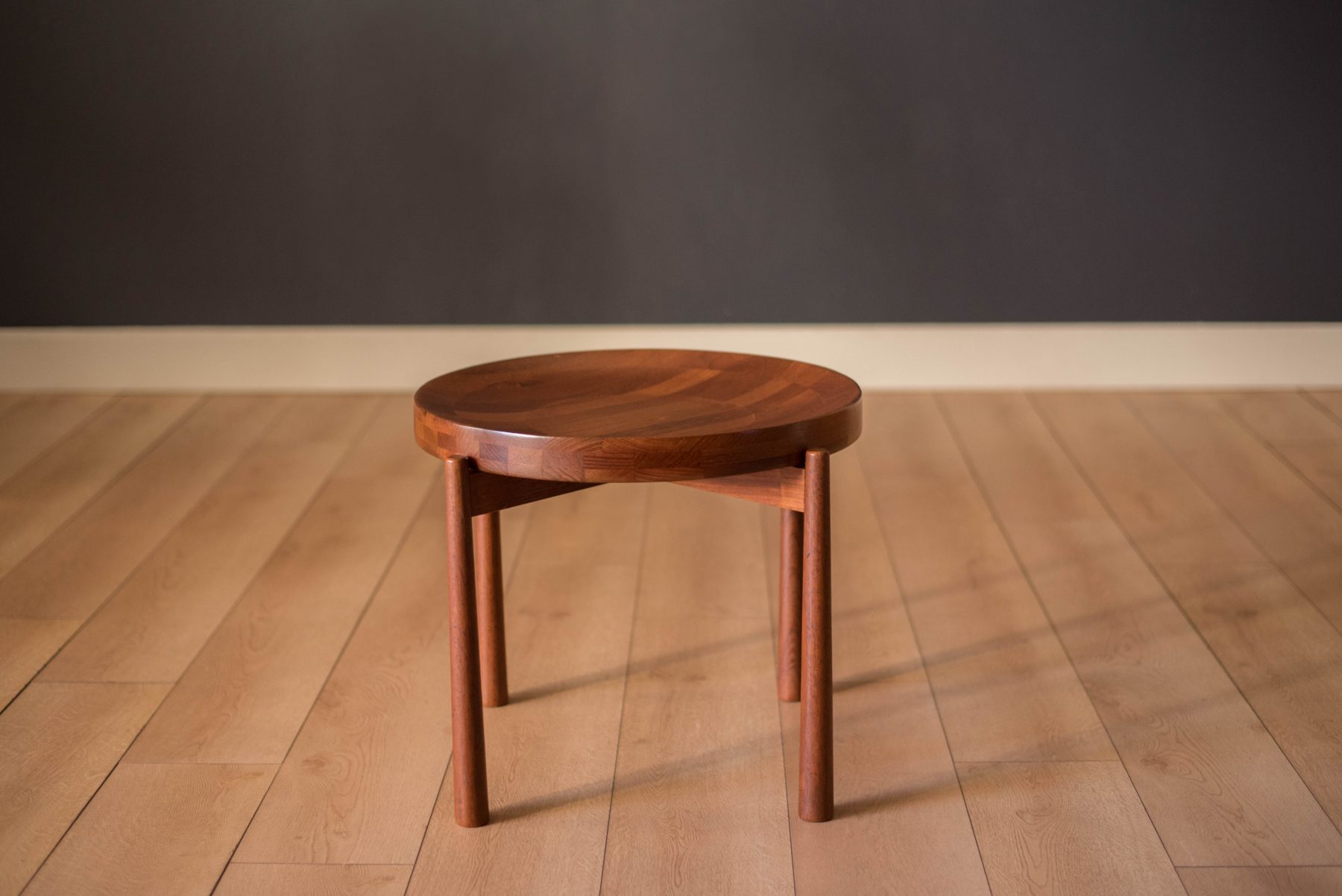 Vintage Teak Reversible Tray End Table by Dux Mid Century Maddist