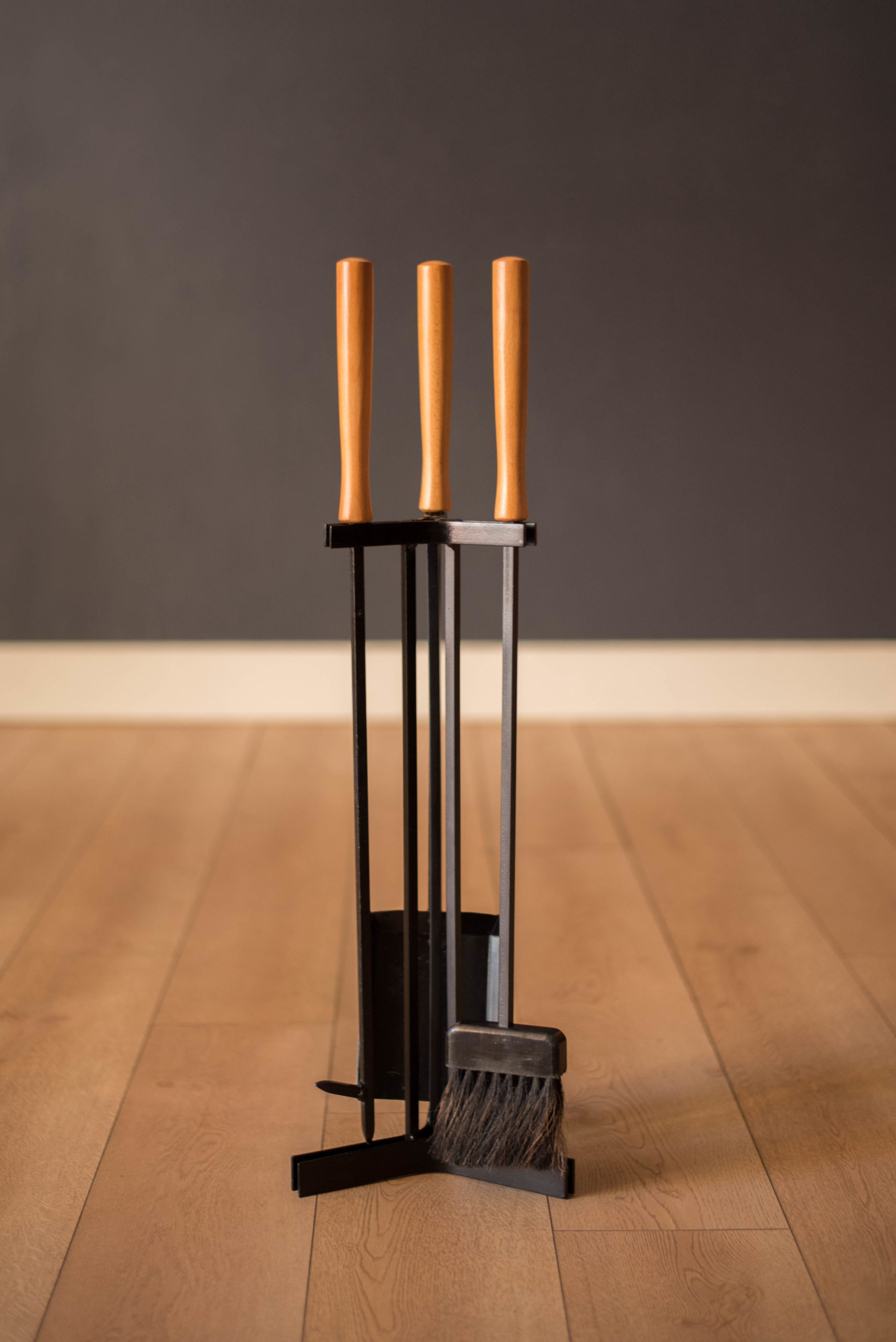 Mid Century Modern ThreePiece Standing Fireplace Tool Set Mid