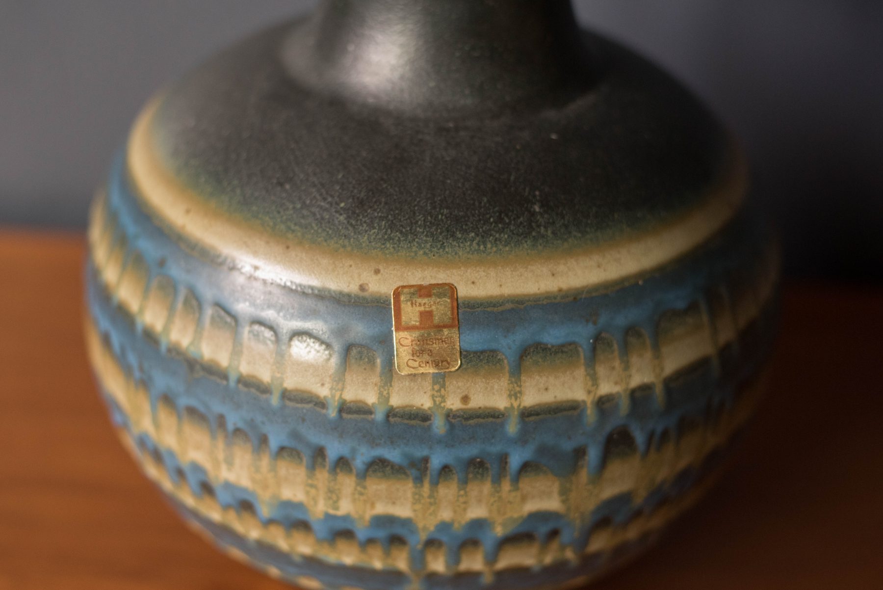 Vintage Drip Glaze Ceramic Vase by Haeger Potteries Mid Century Maddist