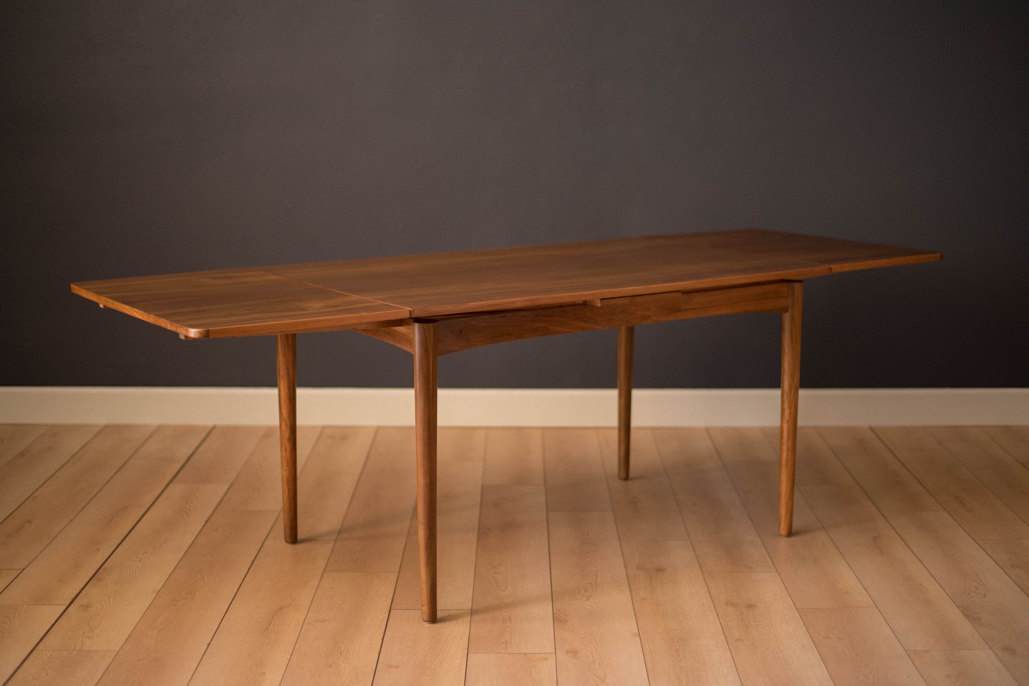 Vintage Danish Walnut Extendable Dining Table by Arne HovmandOlsen