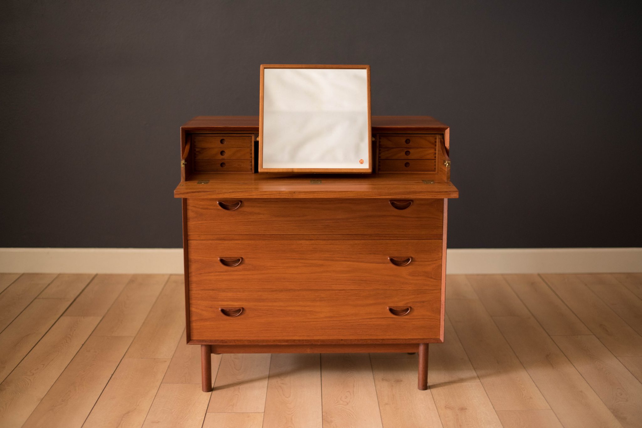 Vintage Solid Teak Vanity Dresser Chest by Peter Hvidt & Orla Mølgaard