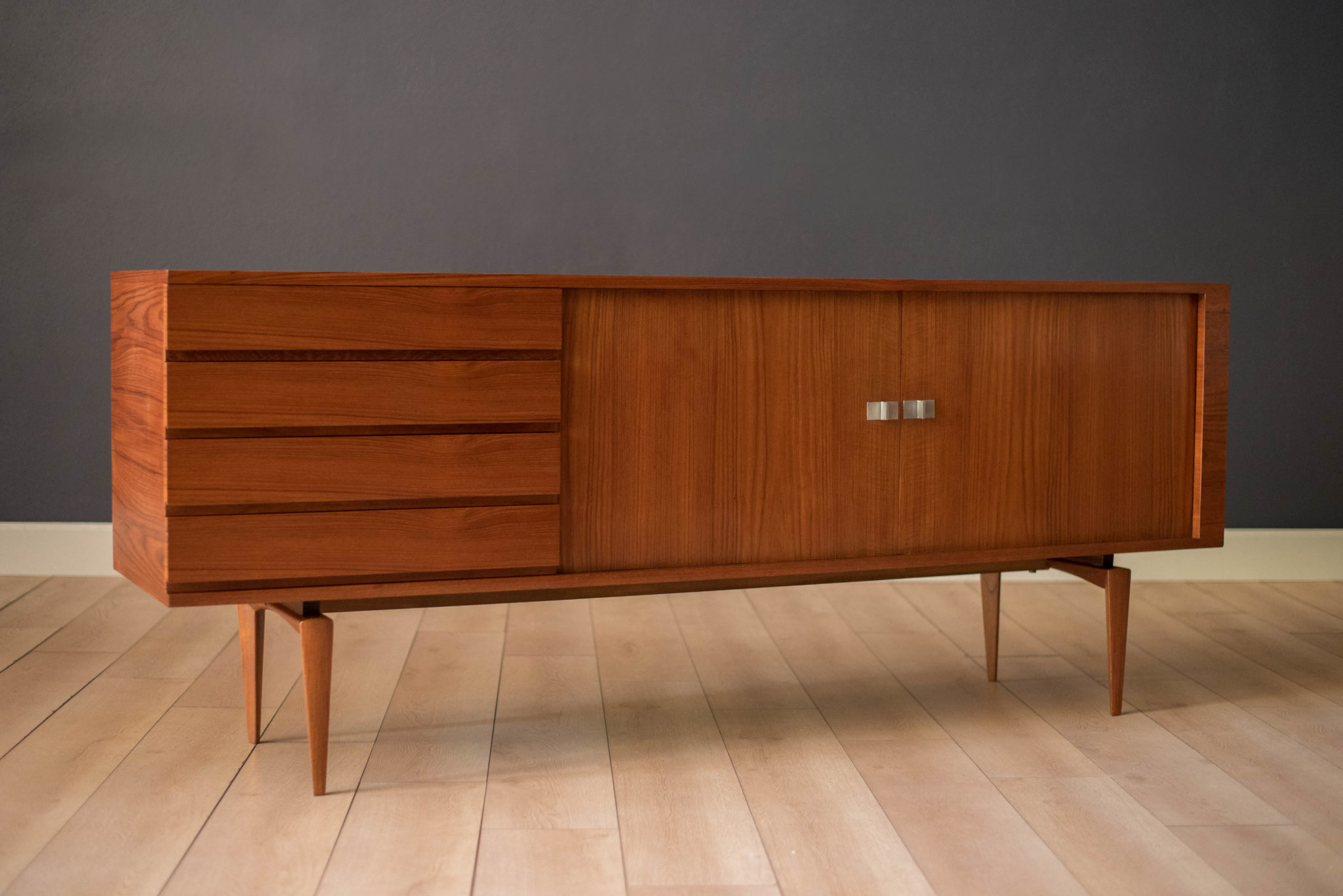 Danish Modern Teak Tambour Door Sideboard for - Mid Century