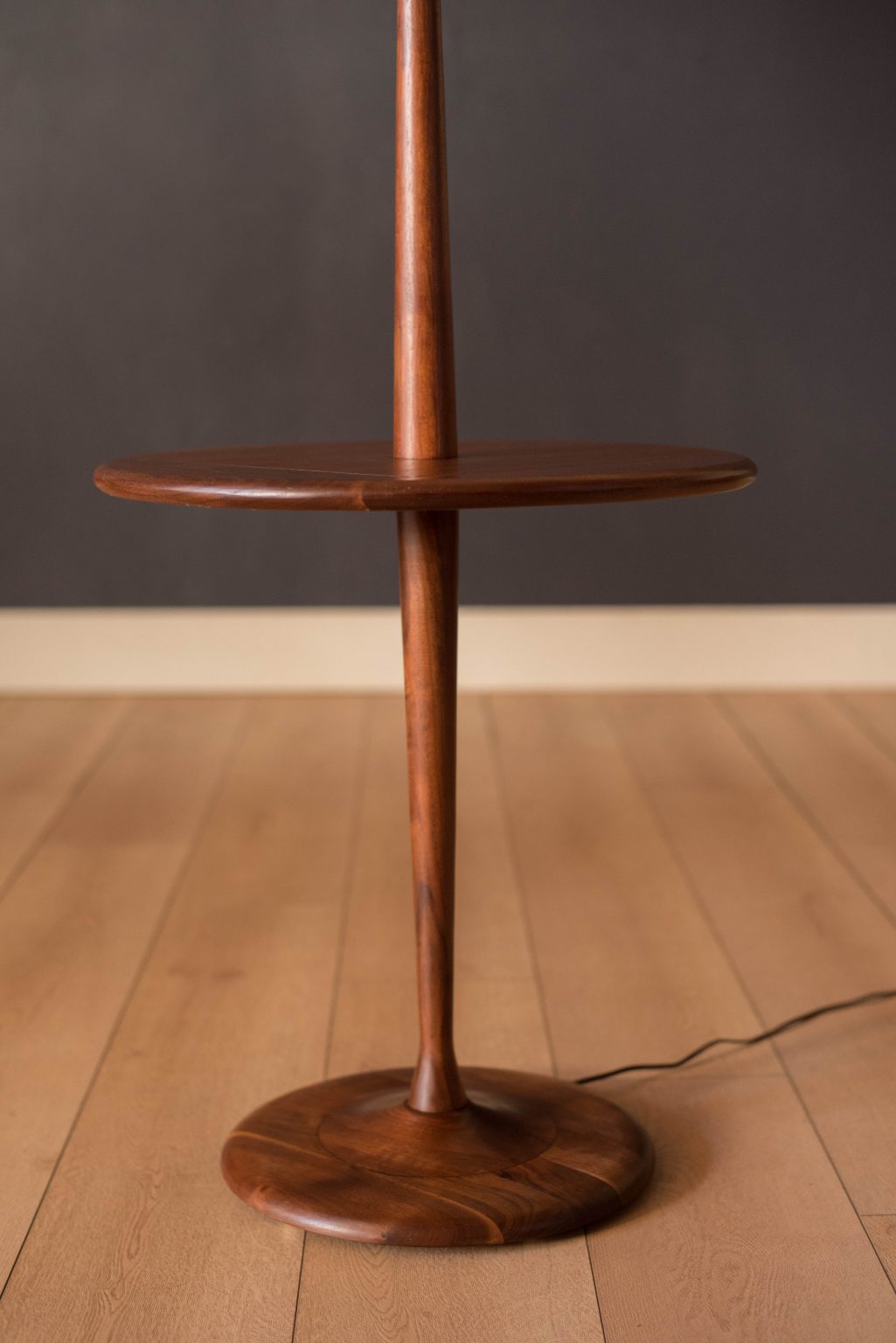 Mid Century Walnut Laurel Floor Lamp with End Table Mid Century Maddist
