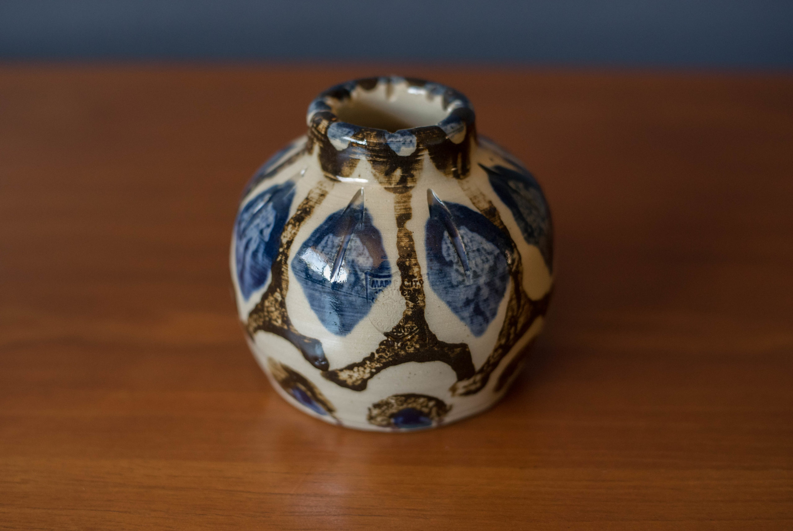 Vintage Handmade Studio Stoneware Pottery Vase Mid Century Maddist