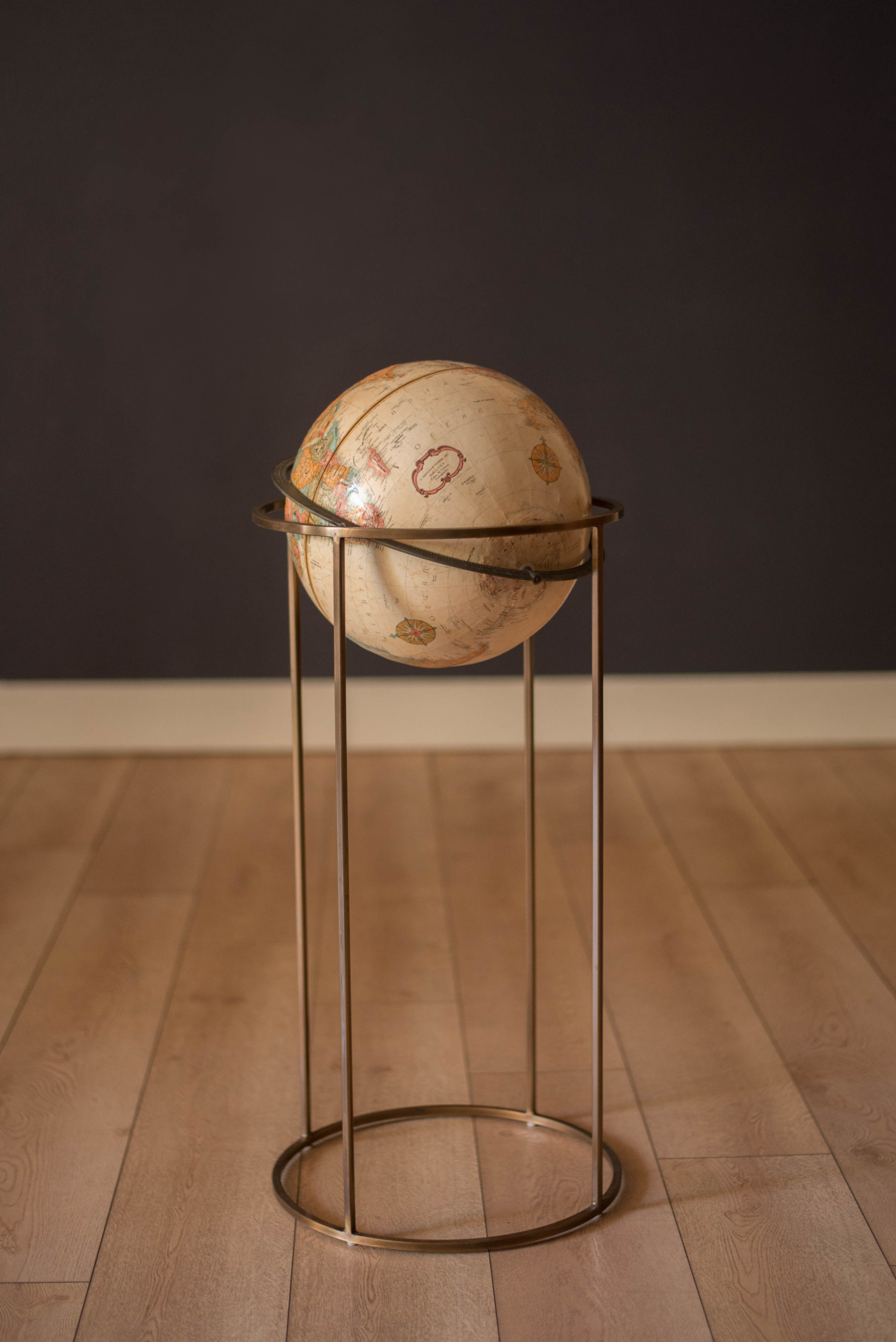Mid Century Modern 1970s Rotating Replogle World Globe with Brass Floor ...
