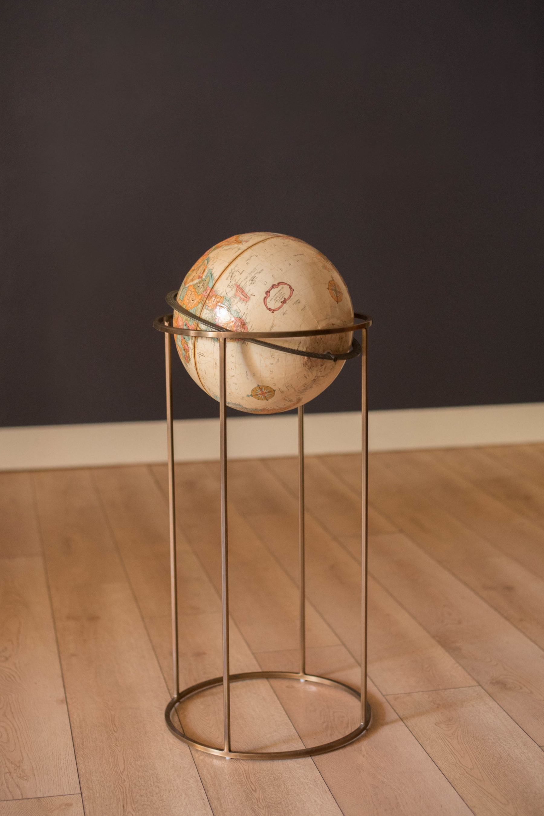 Mid Century Modern 1970s Rotating Replogle World Globe with Brass Floor ...