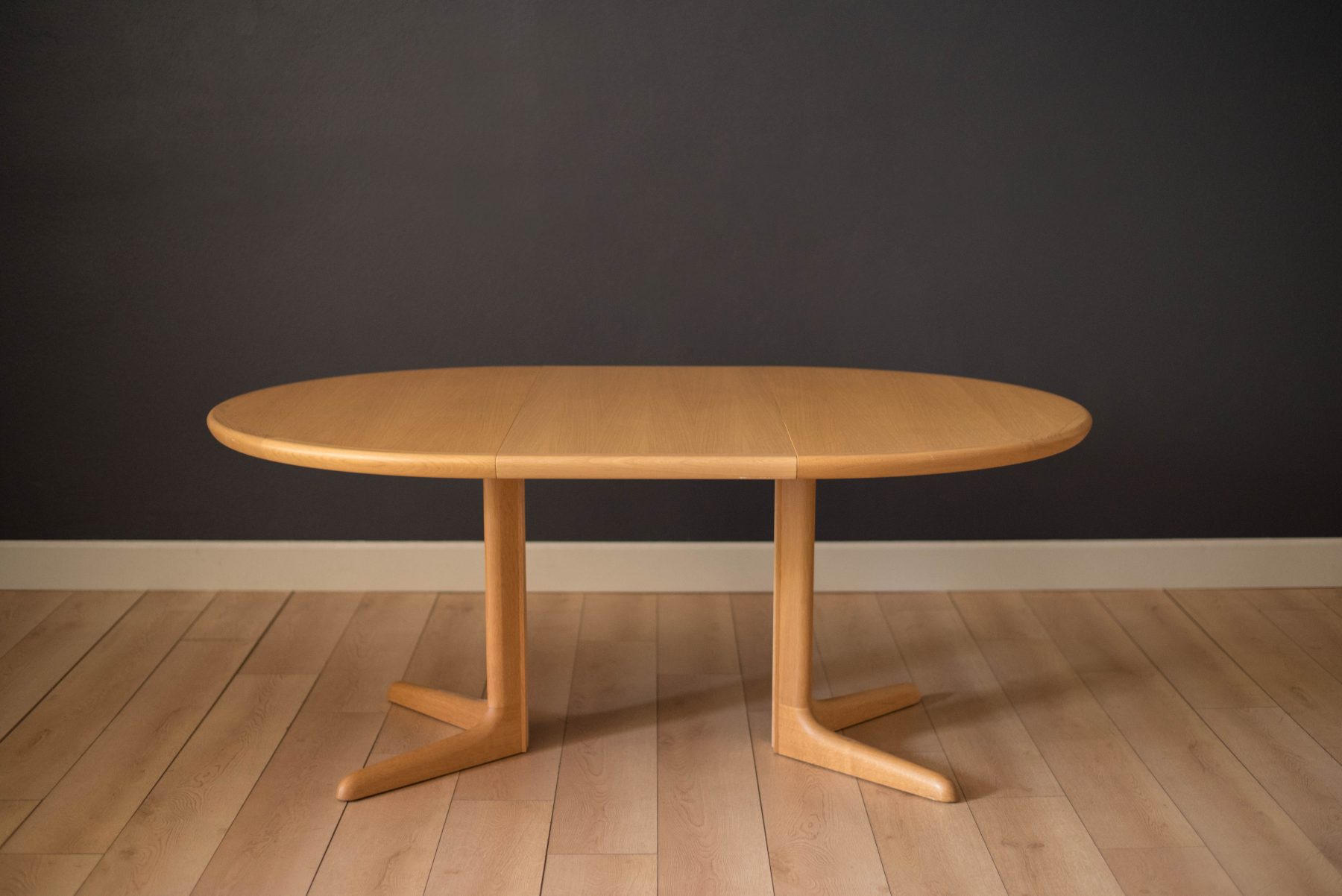 Vintage Danish Round Extendable Pedestal Dining Table Mid Century Maddist