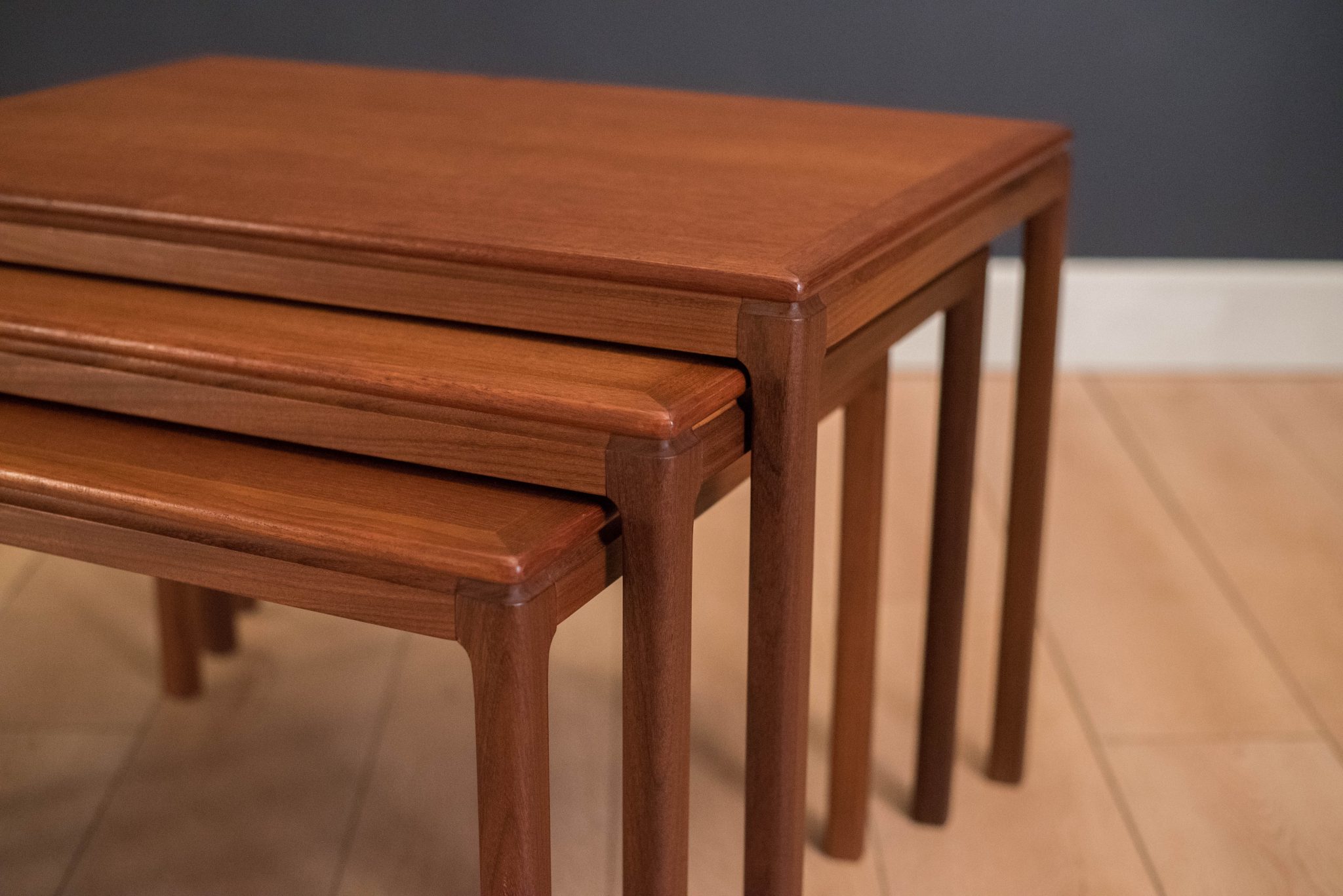 Mid Century Dux Teak Nesting Tables - Mid Century Maddist