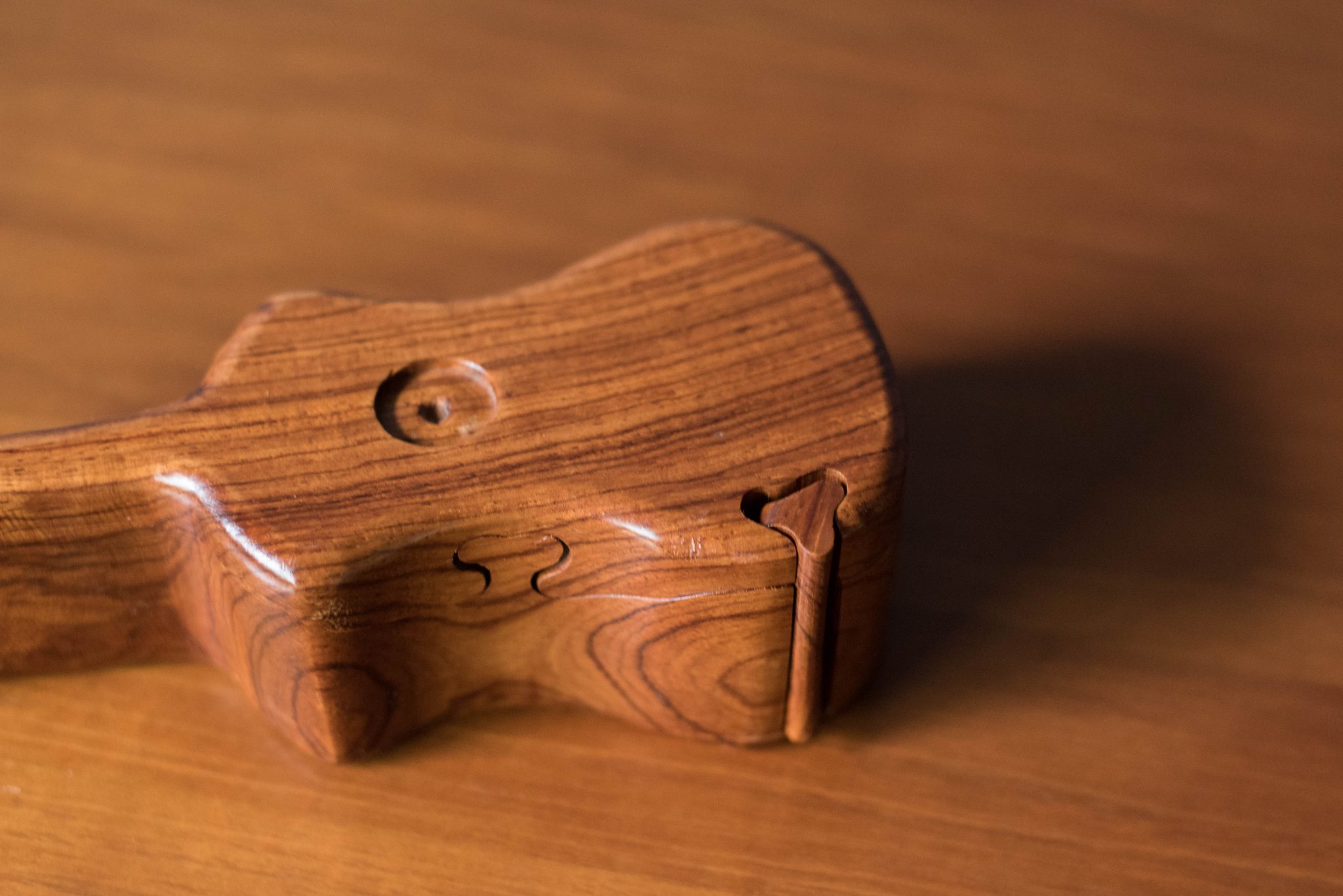 Vintage Rosewood Guitar Jewelry Puzzle Box Mid Century Maddist