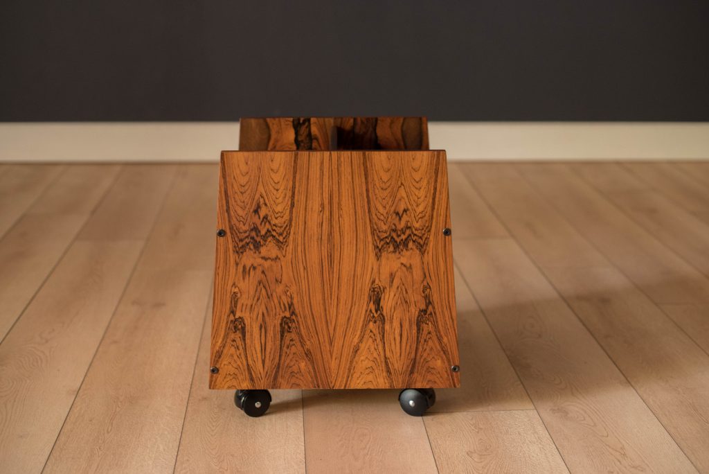 Rosewood Rolling Record Magazine Rack by Rolf Hesland for Bruksbo Mid