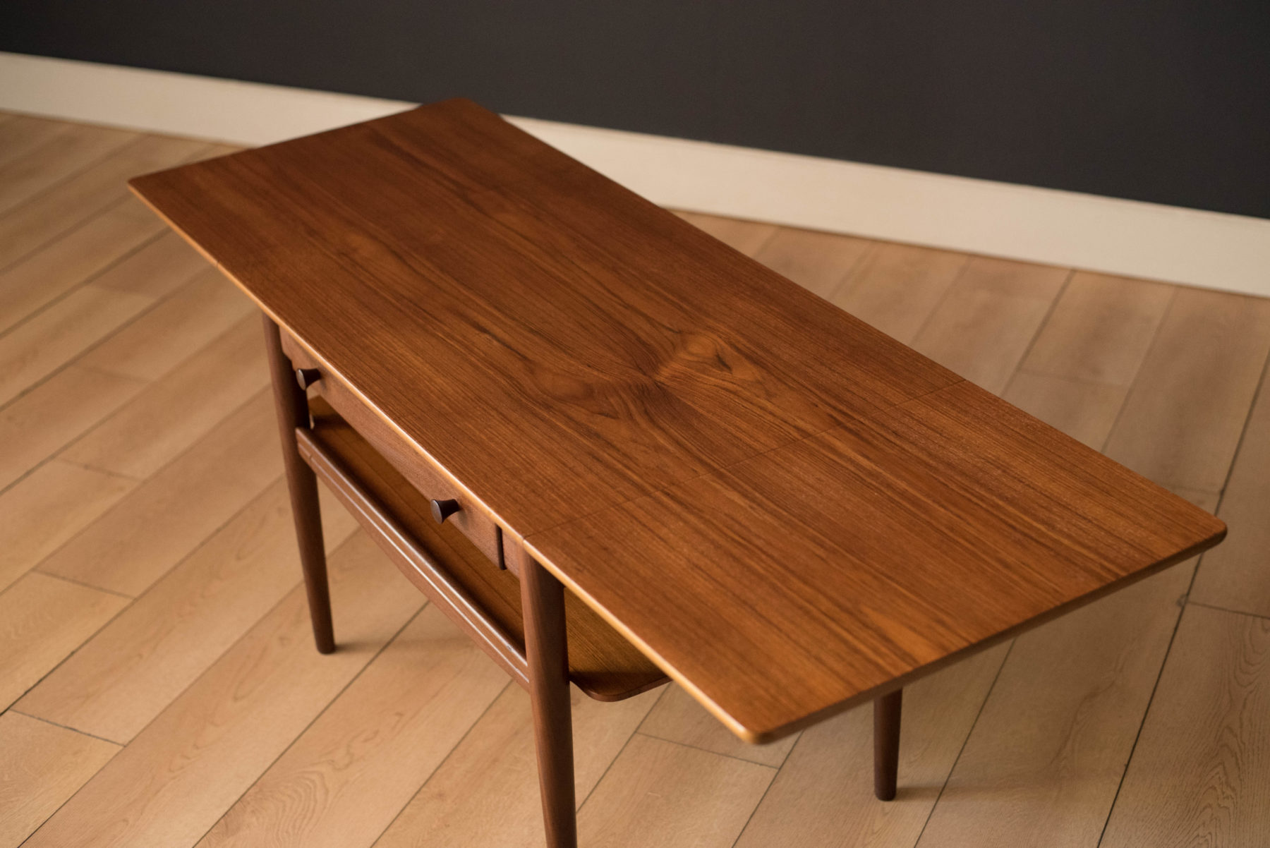 Vintage Danish Teak Expandable DropLeaf Sewing End Table Mid Century