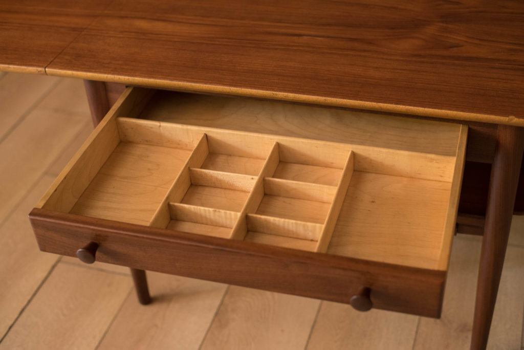 Vintage Danish Teak Expandable DropLeaf Sewing End Table Mid Century