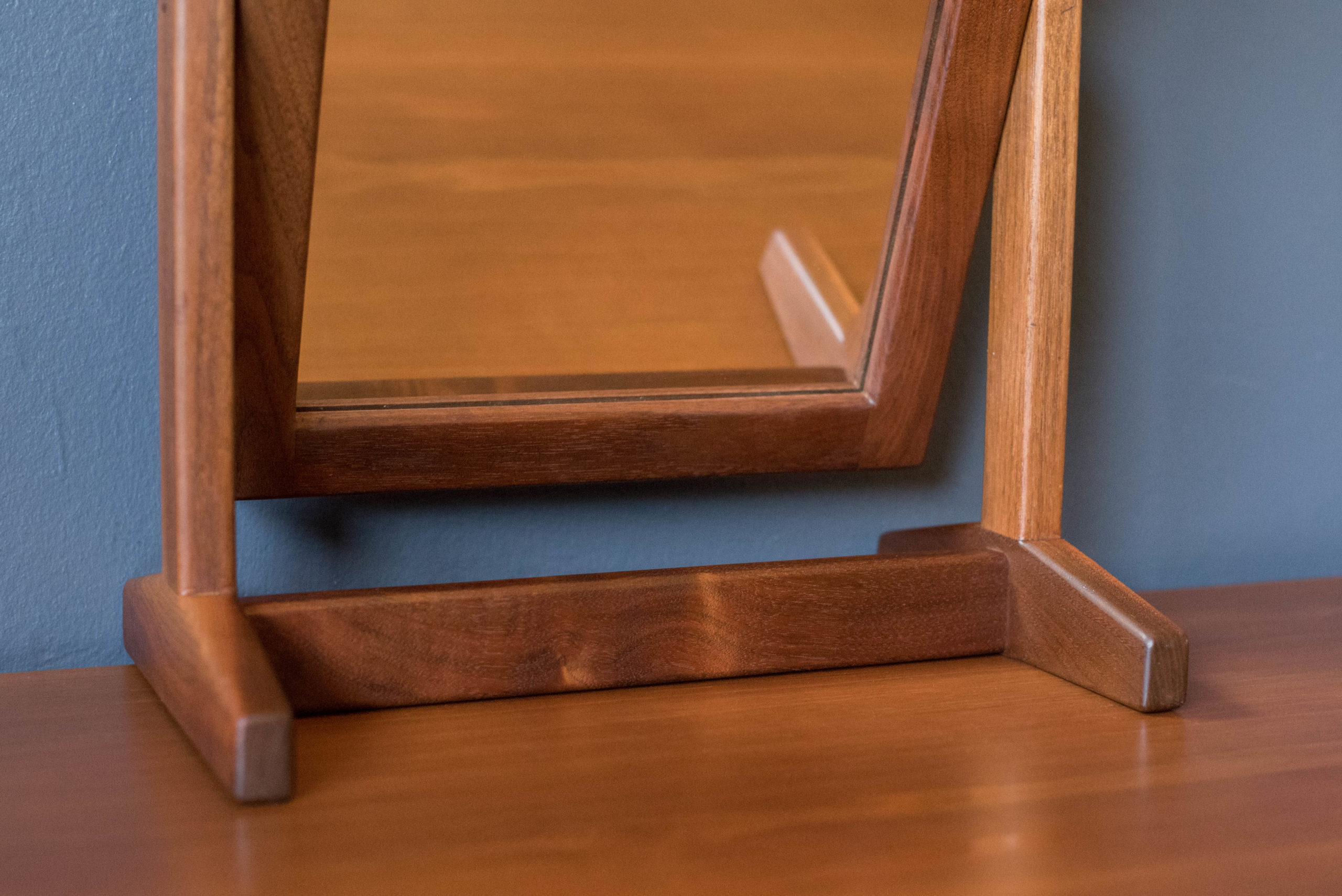 Studio MidCentury Modern Walnut Swivel Vanity Table Mirror with Stand