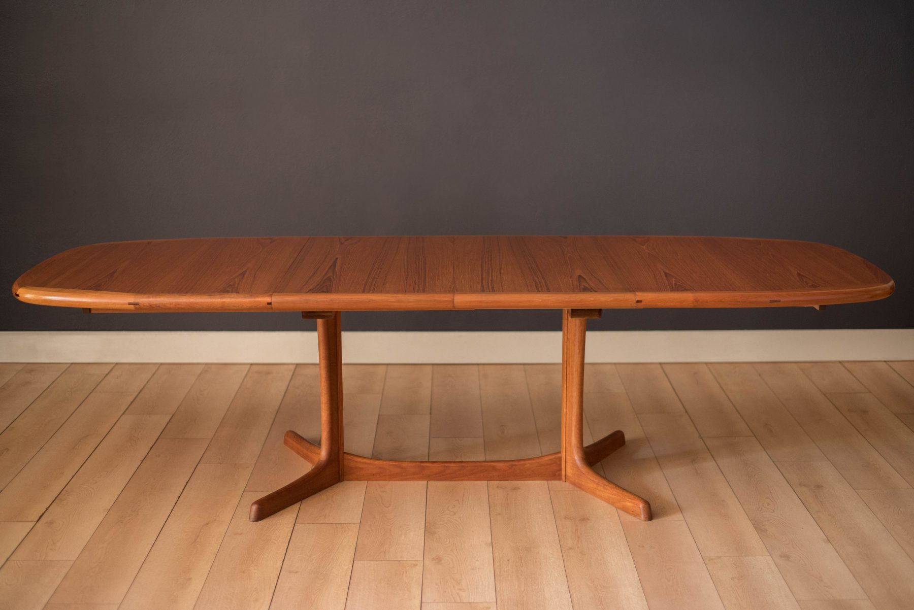 Danish Teak and Rosewood Oval Extending Double Pedestal Dining Table by