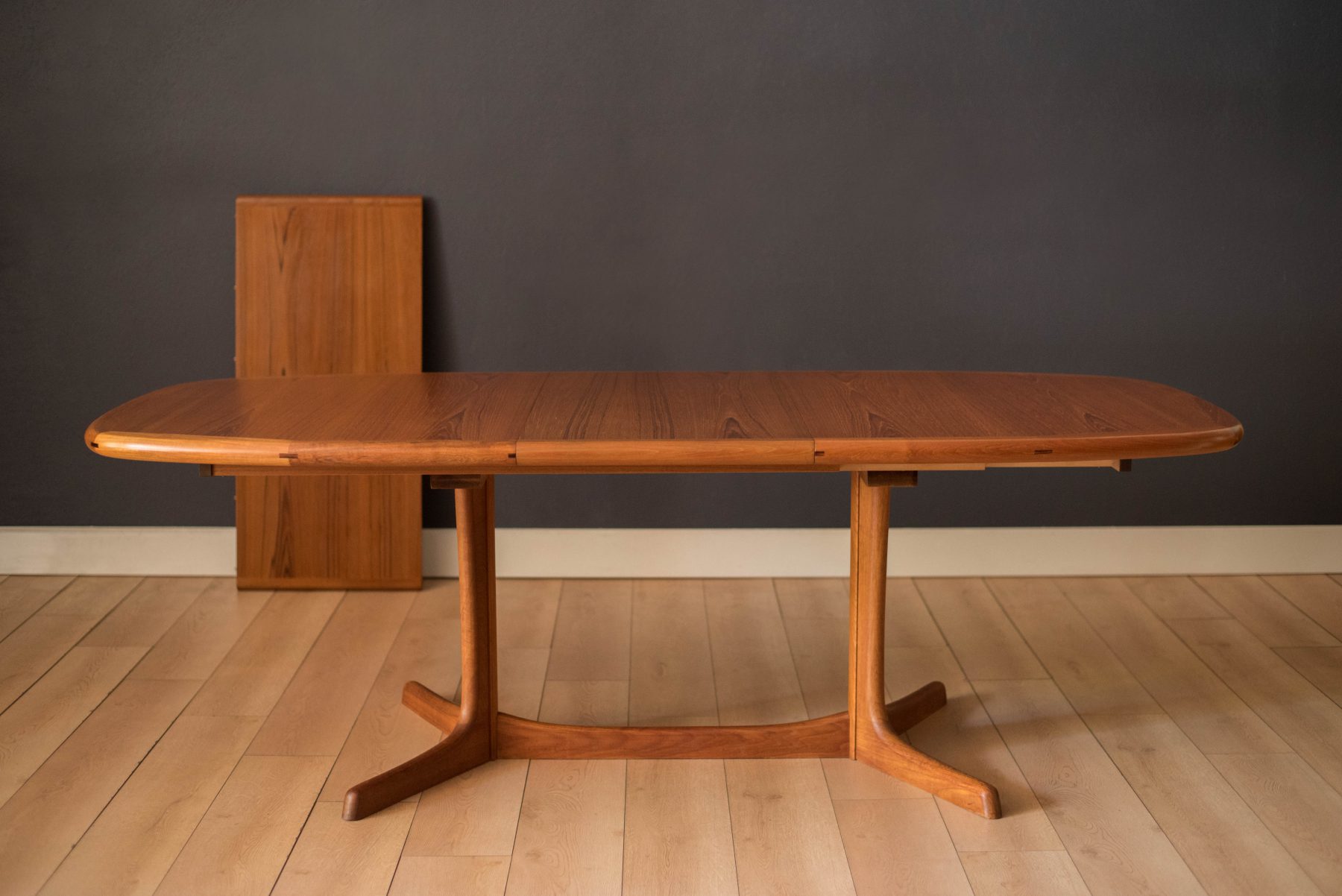 Danish Teak and Rosewood Oval Extending Double Pedestal Dining Table by
