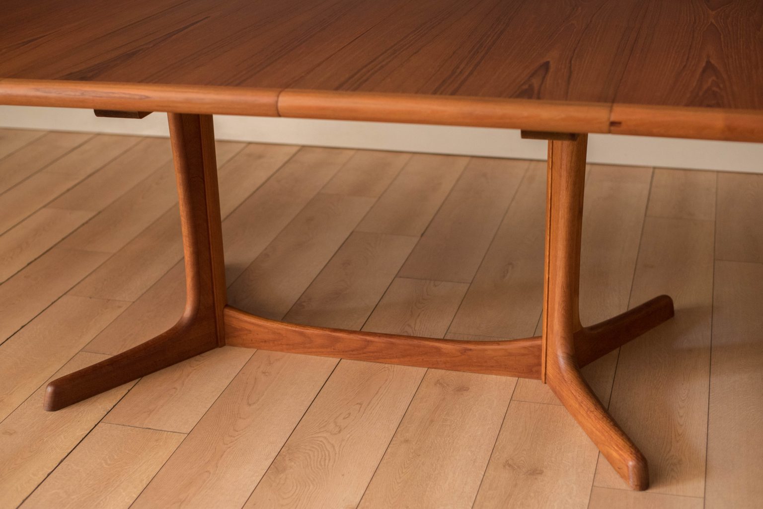 Danish Teak and Rosewood Oval Extending Double Pedestal Dining Table by