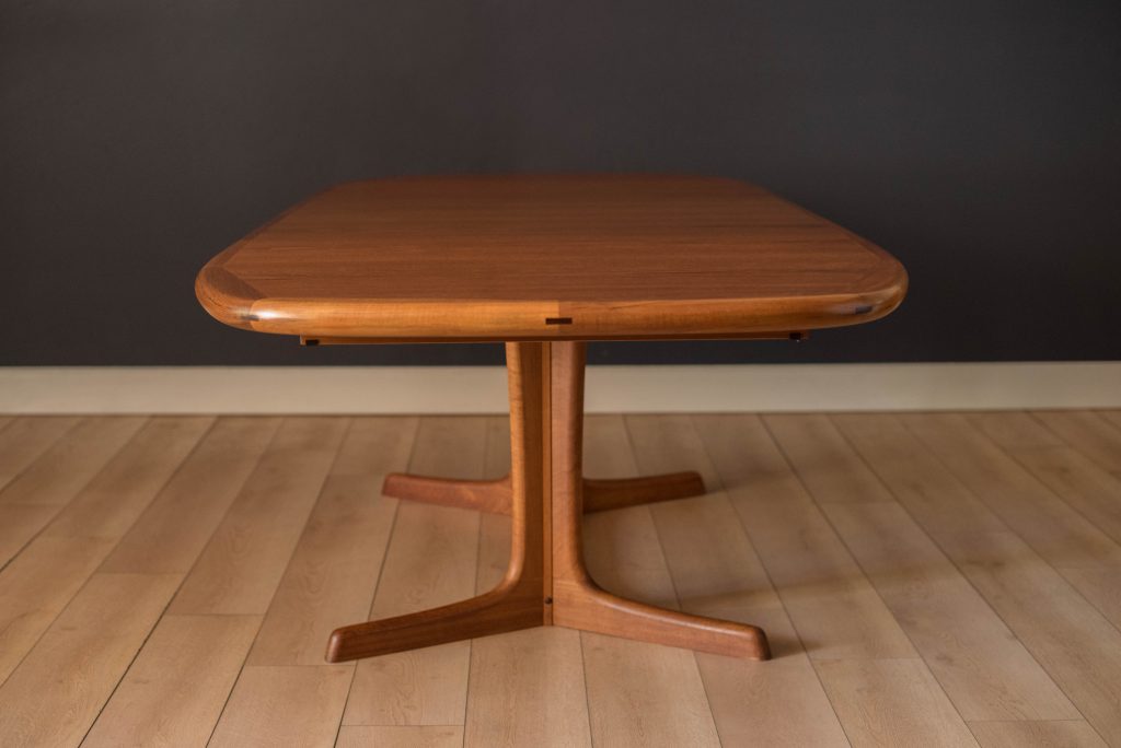 Danish Teak and Rosewood Oval Extending Double Pedestal Dining Table by