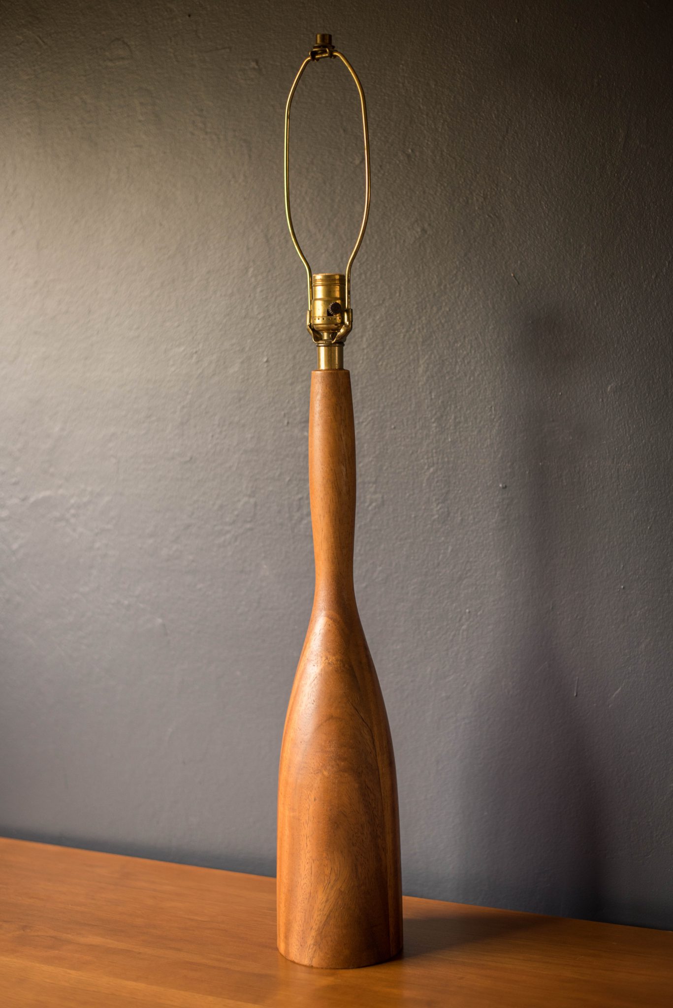 Vintage Solid Mahogany Table Lamp Mid Century Maddist