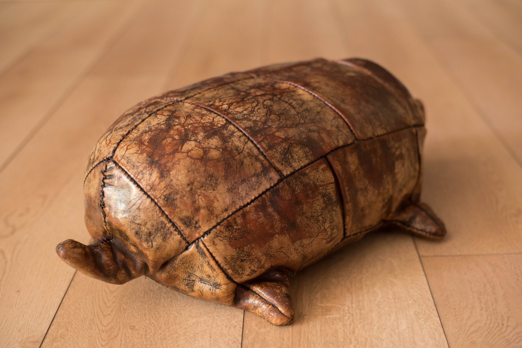 Vintage Abercrombie and Fitch Leather Turtle Footstool by Dimitri