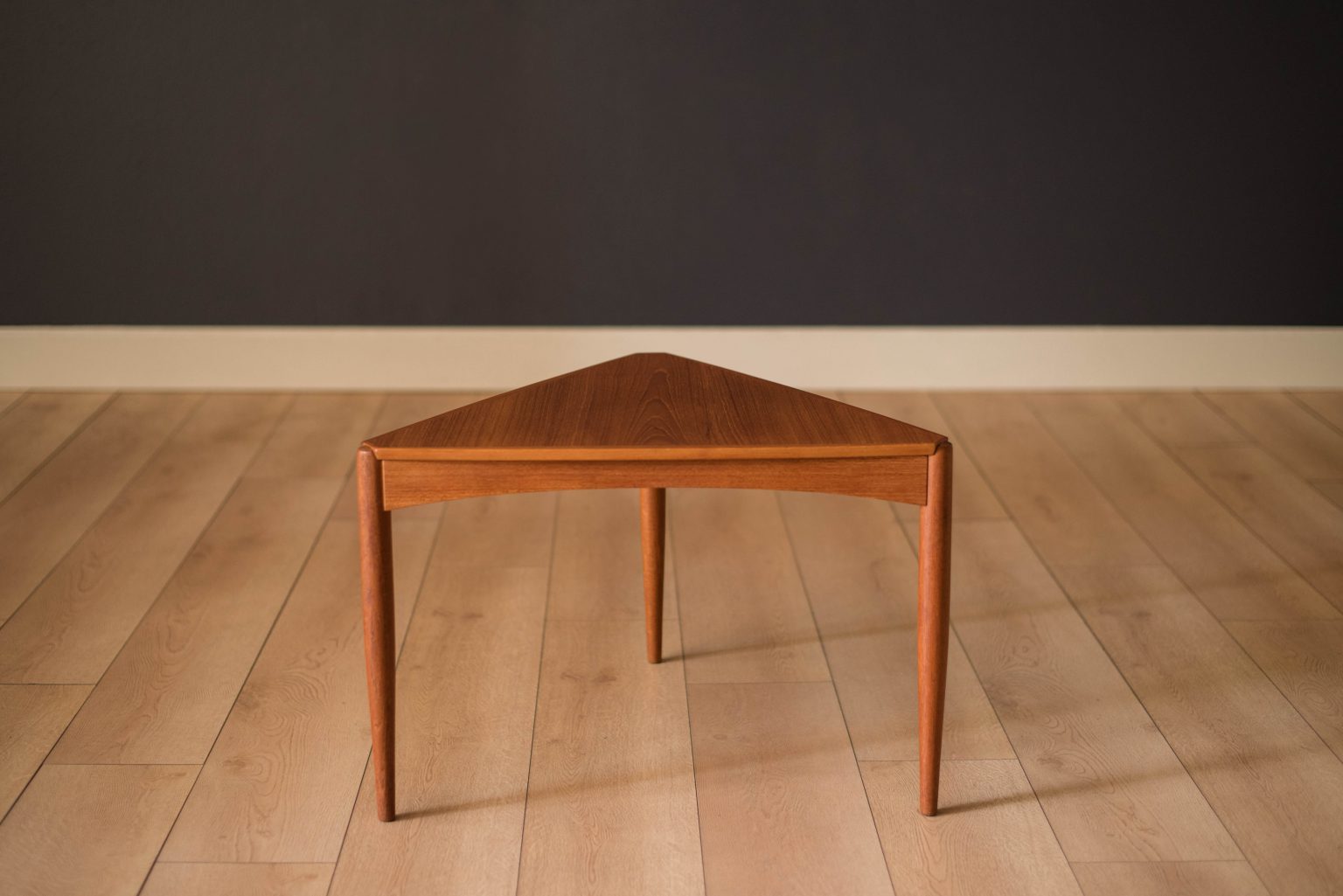 Vintage Scandinavian Teak Triangle End Table Mid Century Maddist