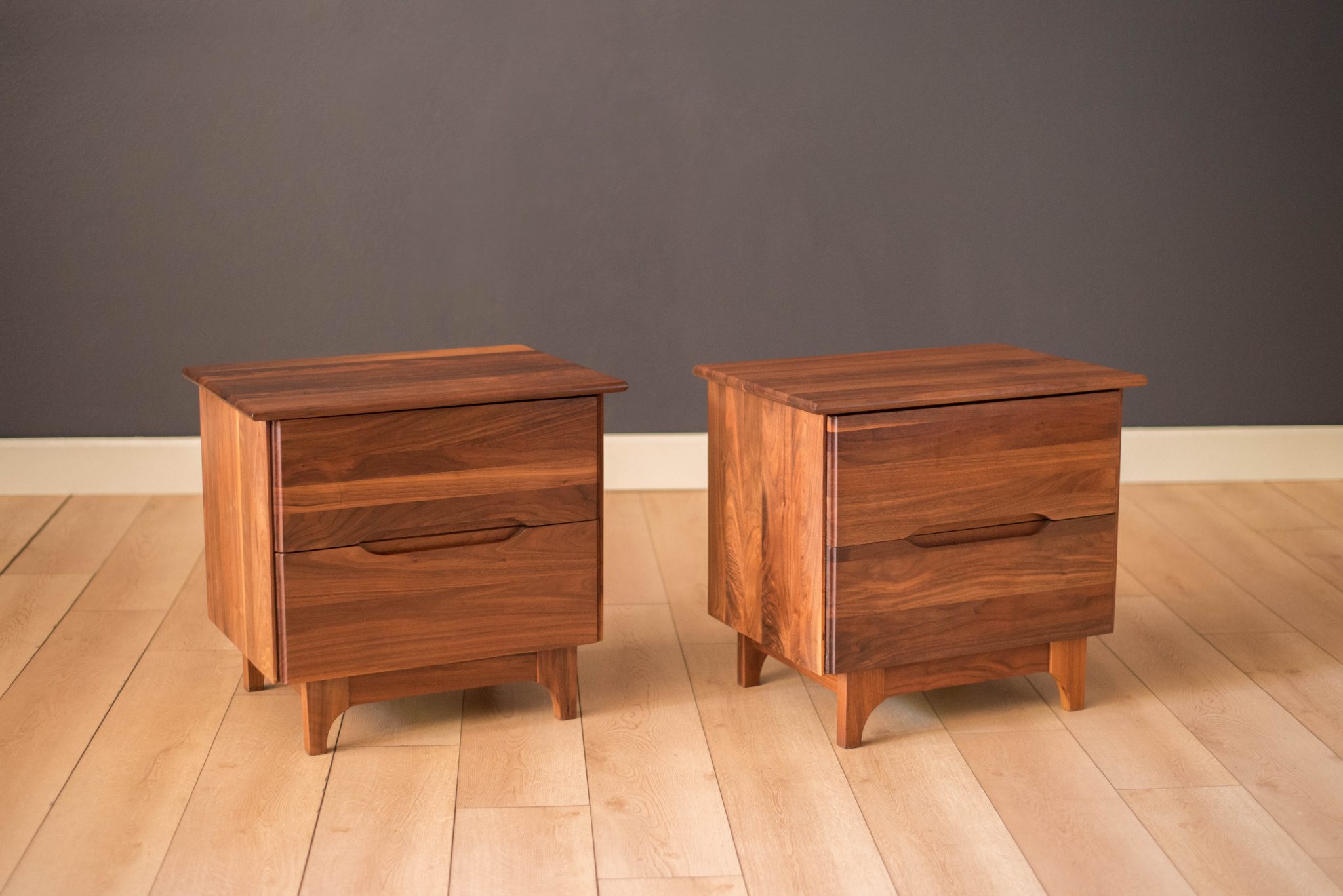 Pair of MidCentury Modern Solid Walnut Nightstands Mid Century Maddist