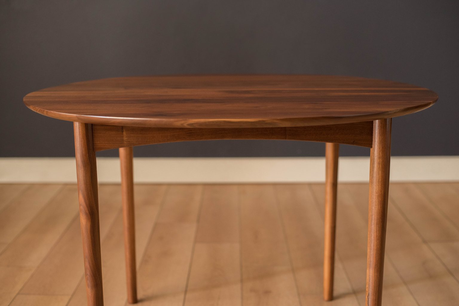 Mid-Century Modern Solid Walnut Round Extension Dining Table - Mid Century Maddist