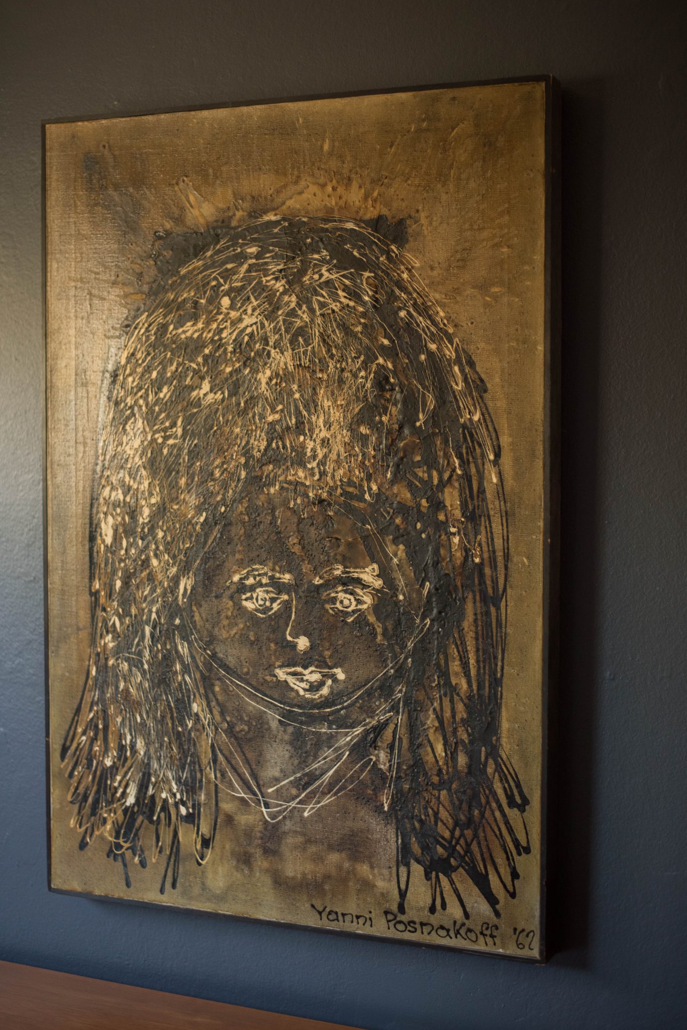 Mid Century Abstract Portrait by Yanni Posnakoff Mid Century Maddist