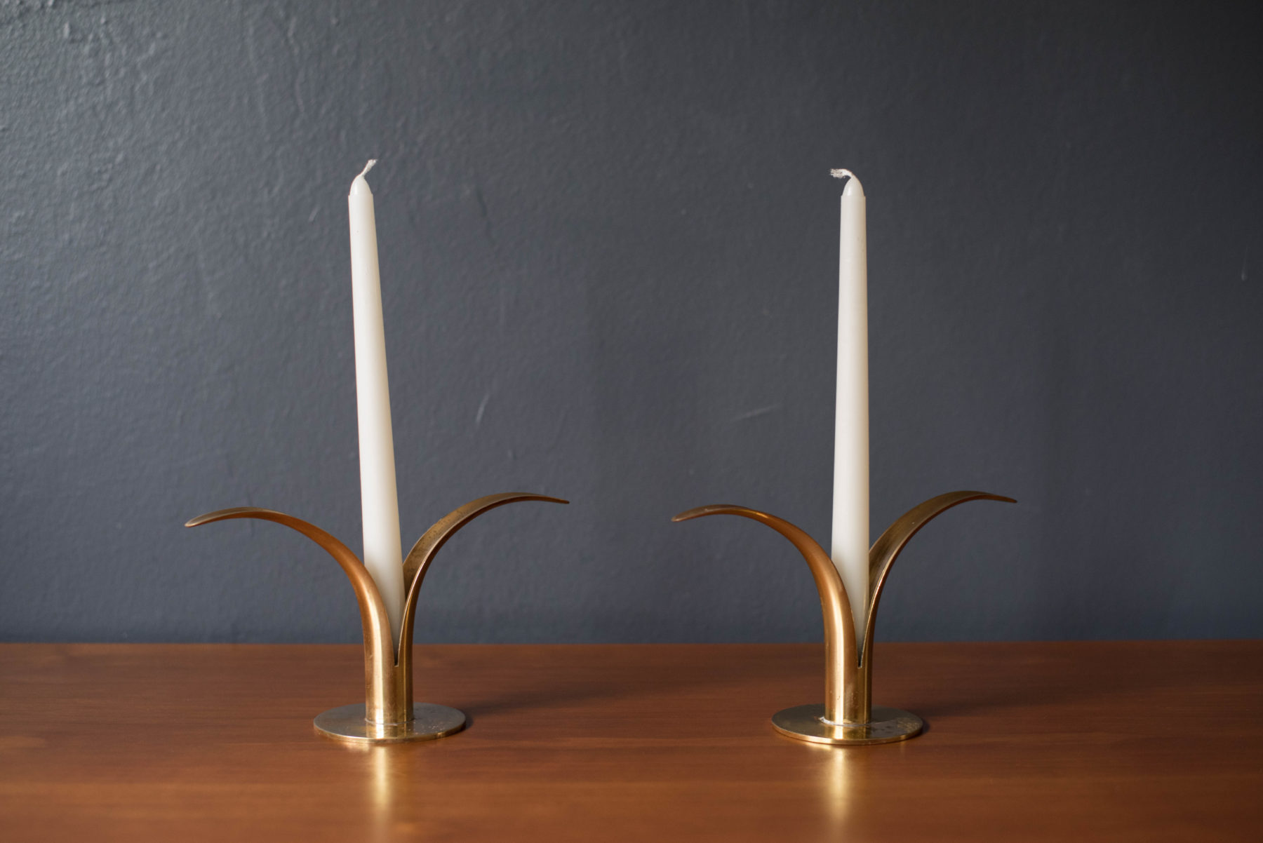 Swedish Brass Liljan Candle Holders by Ivar Ålenius Björk for Ystad